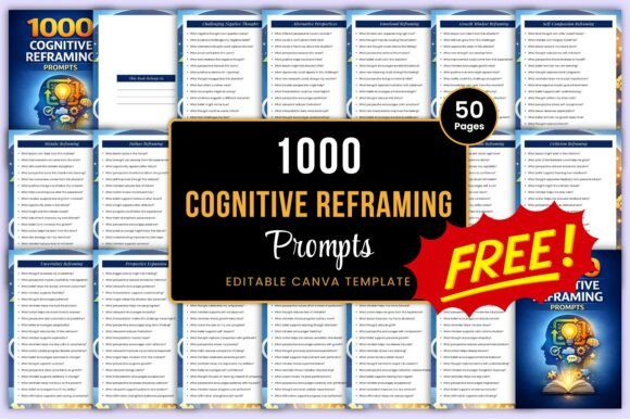 1000 Cognitive Reframing Prompts Canva: Build Clarity and Balance