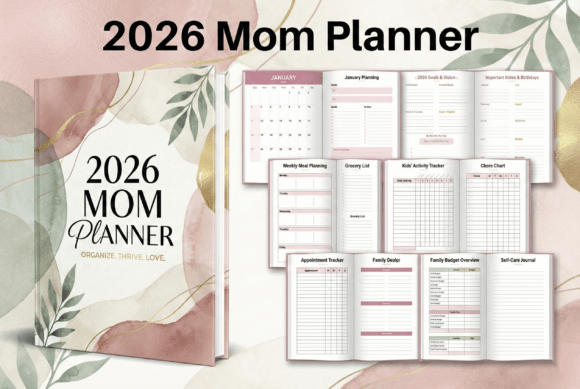 🌸2026 Mom Planner💕: Your All-in-One Companion for a Balanced, Intentional Year