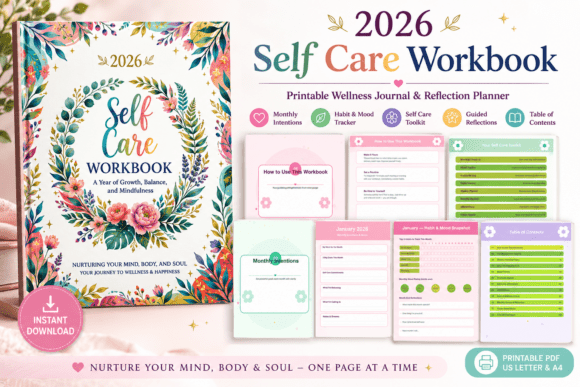 2026 Self Care Workbook – Design Your Year of Wellbeing