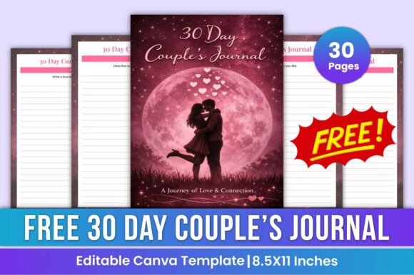 30 Day Couple's Journal Canva Kdp for Deeper Connection