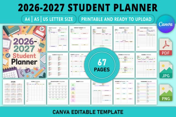 Editable 2026-2027 Student Planner for Designers