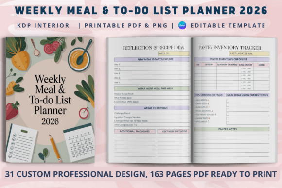 Weekly Meal to-Do List Planner 2026